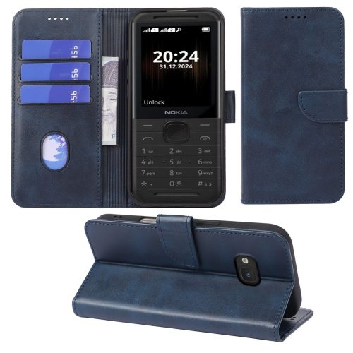 Black leather folio flip wallet case compatible with Nokia phones