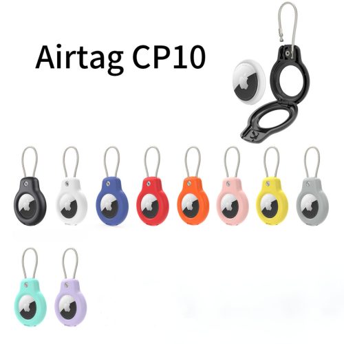 For Apple Airtag Secure Holder Solid Color Lock Case PC Key Ring with Wire Cable (176303363404)