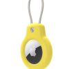 For Apple Airtag Secure Holder Solid Color Lock Case PC Key Ring with Wire Cable (176303363404) in Yellow