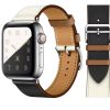 Deep blue leather watch band strap replacement compatible with Apple Watch