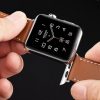 Light pink and white accent leather watch band compatible with Apple Watch