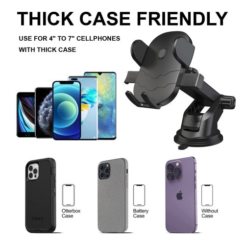 Telescopic extendable arm on windshield car phone mount