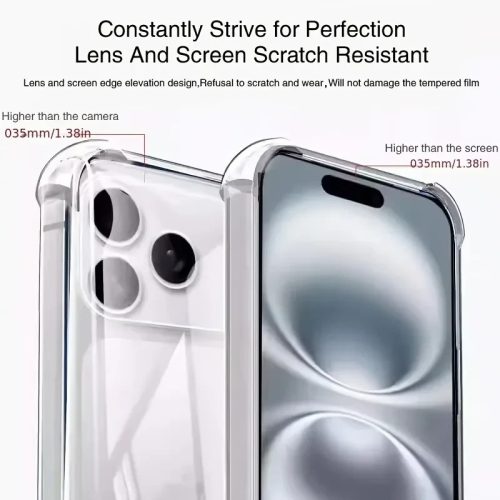 Transparent protective phone case front and back view compatible with Apple iPhone
